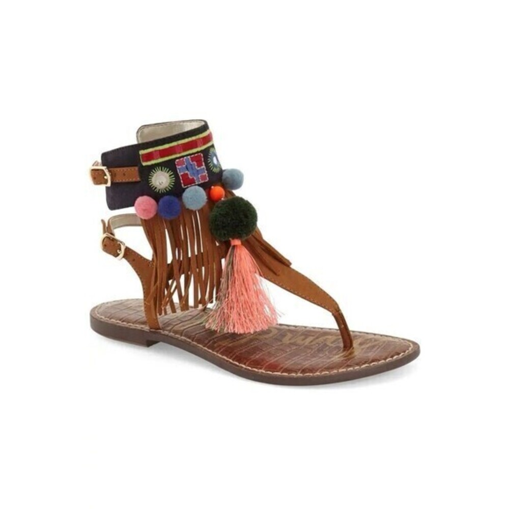 Sam Edelman Gladiator Tassel Boho Sandals Ankle Strap sz 7 M